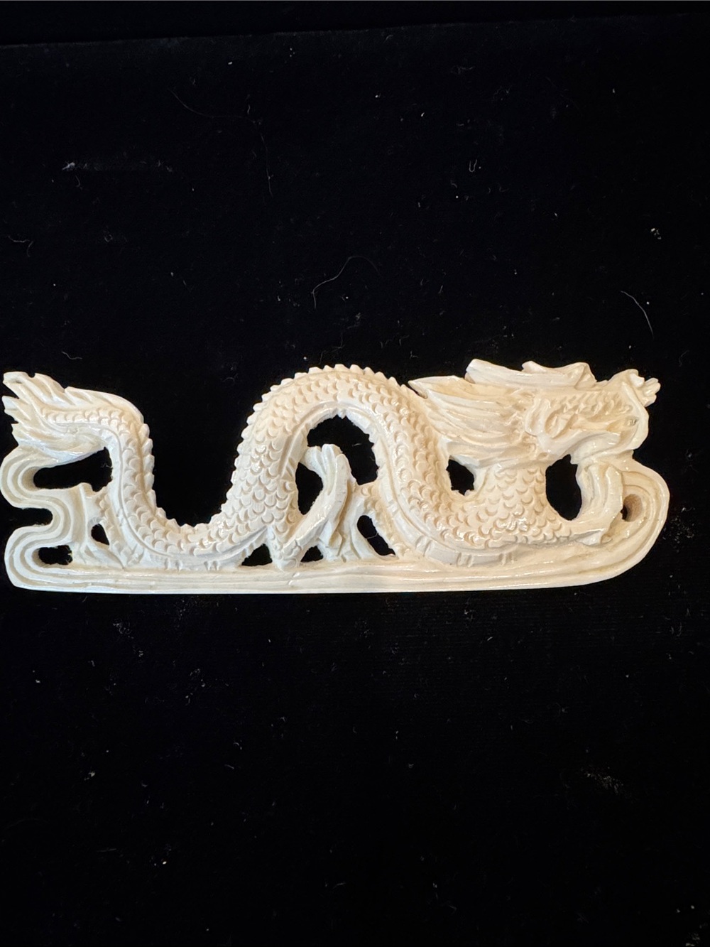 Vintage Faux Ivory (Bone?) Hand-Carved Dragon